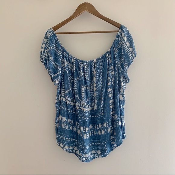 Plenty by Tracy Reese Concentric Circles Blouse 1X Off Shoulder - Picture 5 of 8